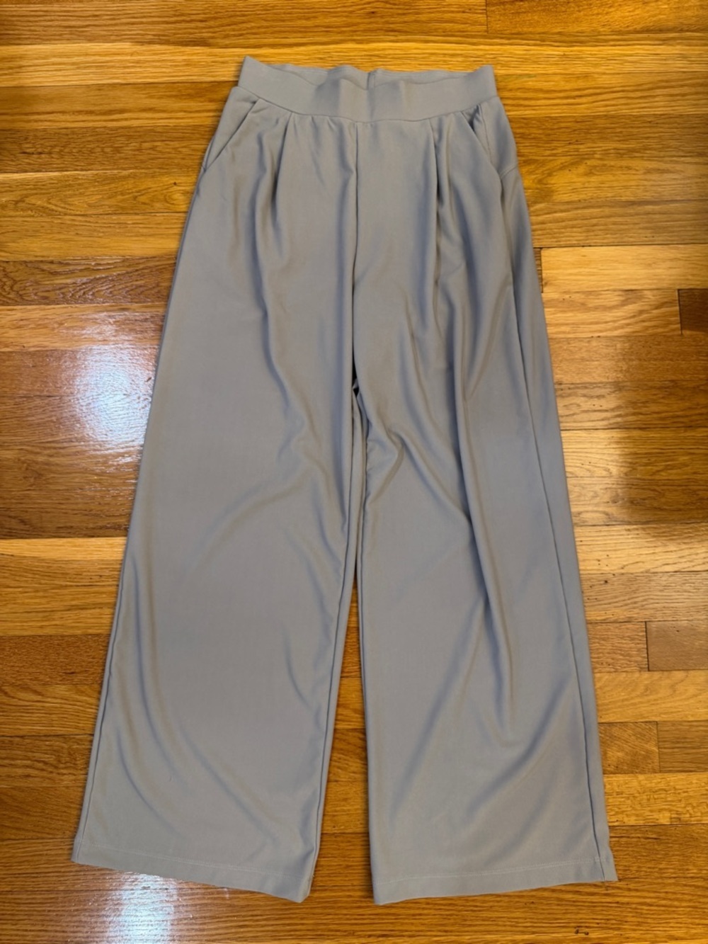 Halara Flex MicroWaffle Wide Leg Work Pants in Satellite Gray - Size XS Pockets